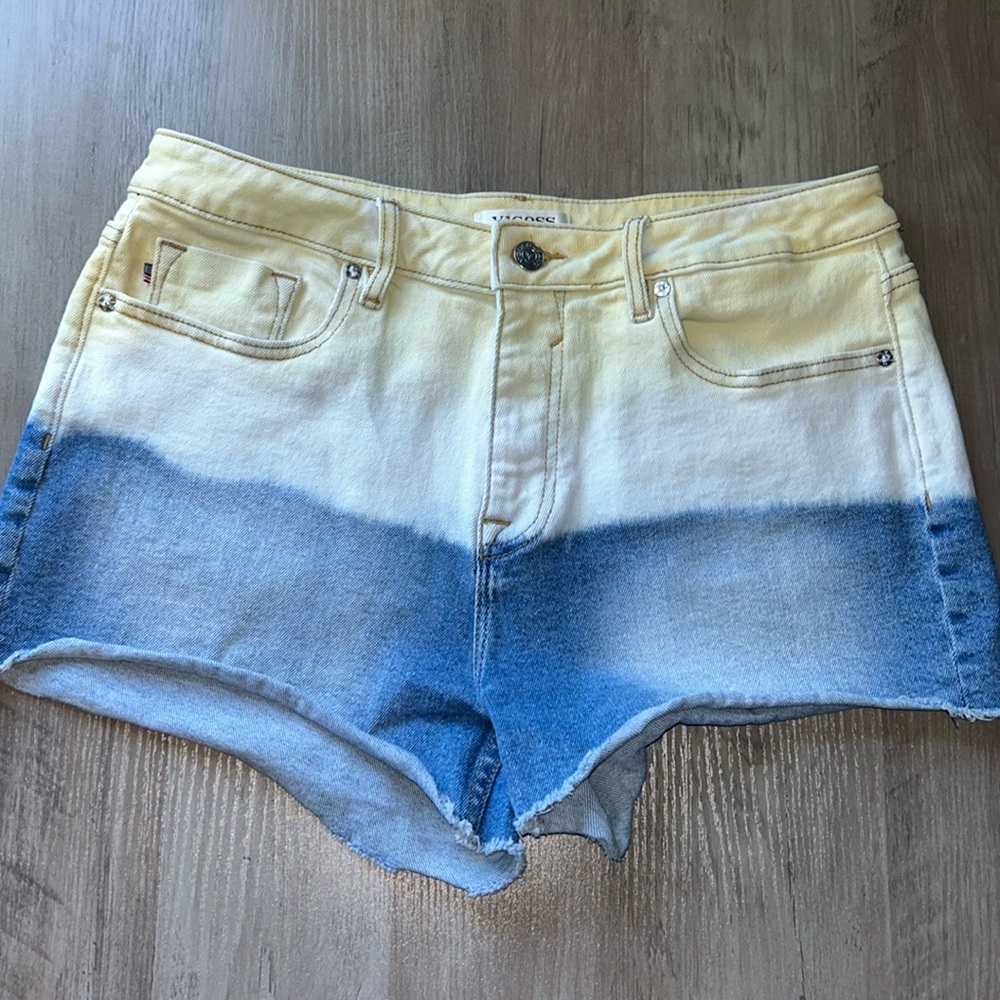 Vigoss Ace Multicolor Dip Dye Tie Dye Denim Shorts SZ30 YellowWhiteBlue …